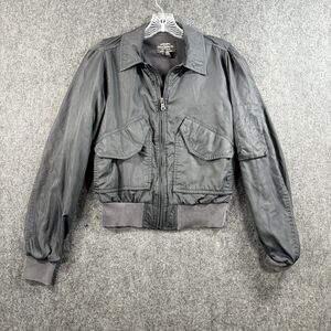 Polo Jeans Co. Jacket Women's Small Black Full Zip Bomber Pockets Moto